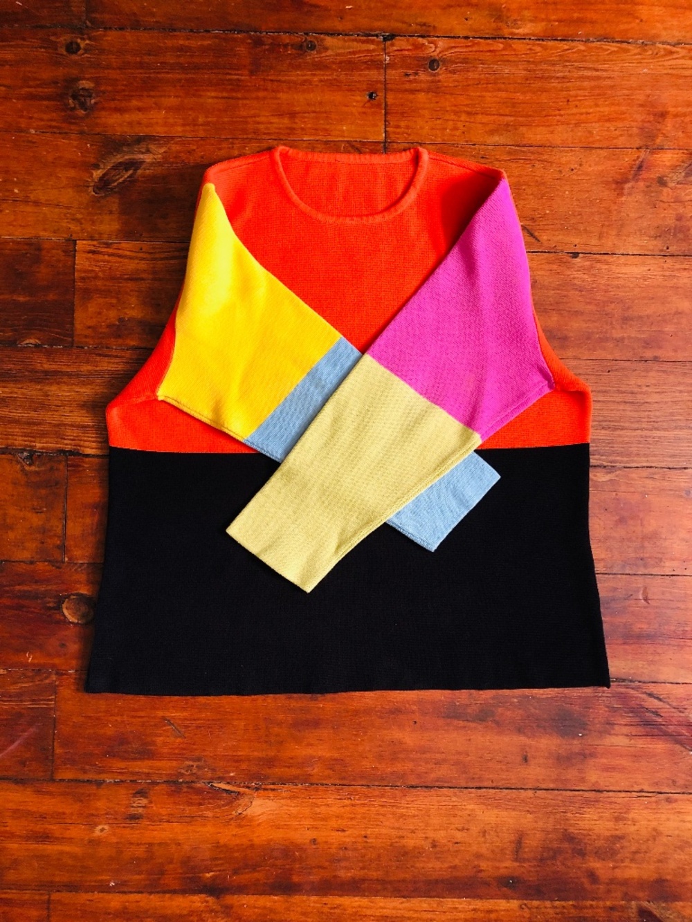 Vintage 90s multi colour block oversized knit sweater